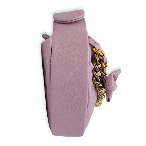 Shiny Quilted brow Pouch Hobo Purple Top Handle Bag in Caviar Leather Gold hardware CL2602-19399 4