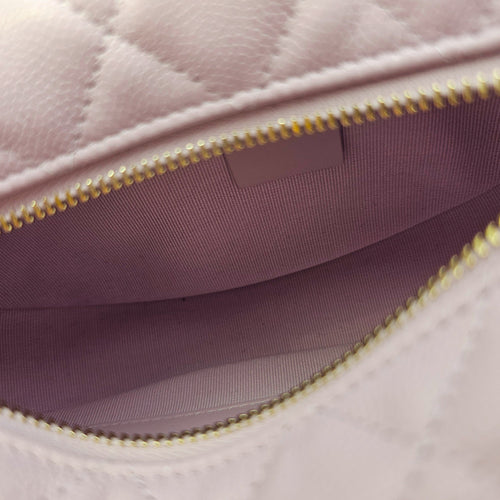 Shiny Quilted brow Pouch Hobo Purple Top Handle Bag in Caviar Leather Gold hardware CL2602-19399 6