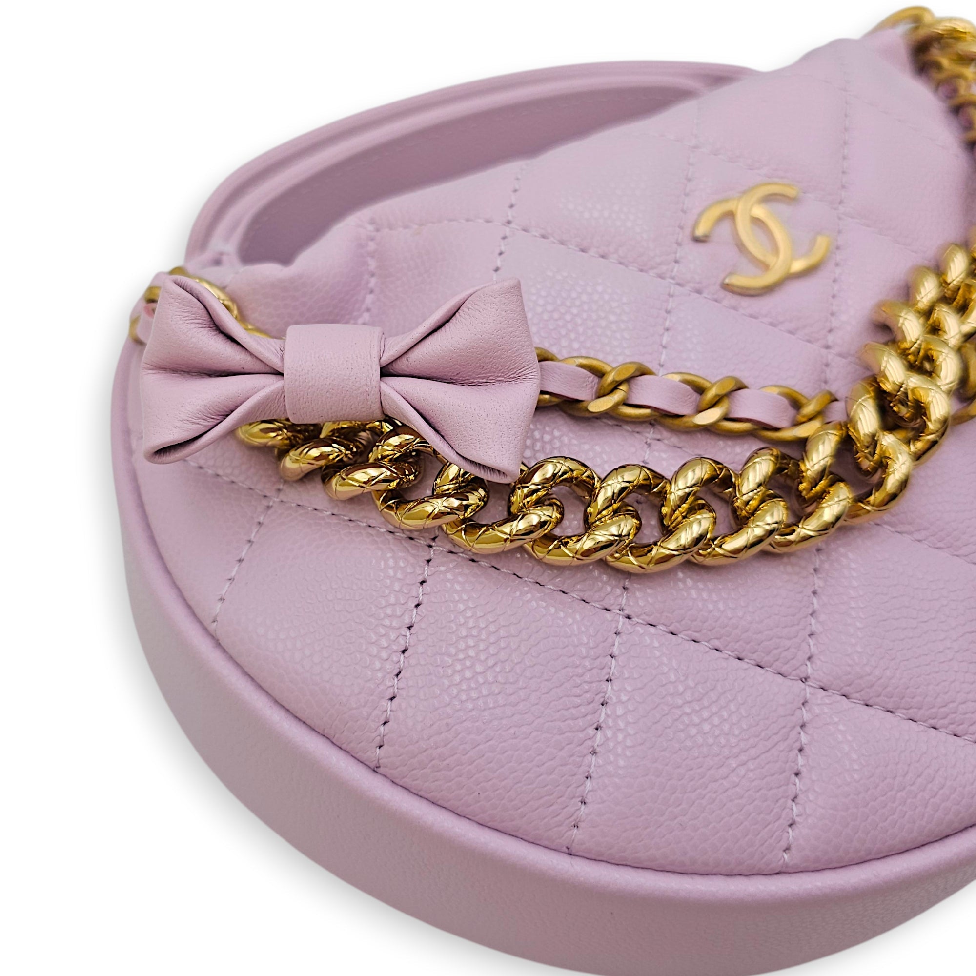 Shiny Quilted brow Pouch Hobo Purple Top Handle Bag in Caviar Leather Gold hardware CL2602-19399 9