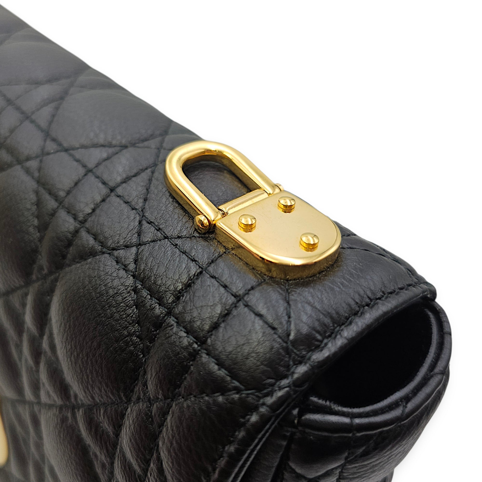 Caro Medium Black Shoulder Bag in Calfskin Gold hardware