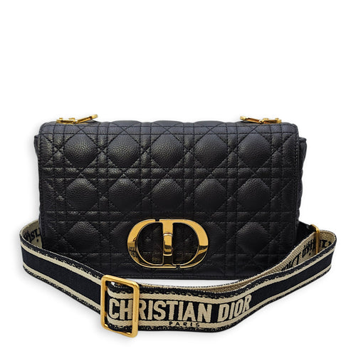 Caro Medium Black Shoulder Bag in Calfskin Gold hardware CL2602-19406 17