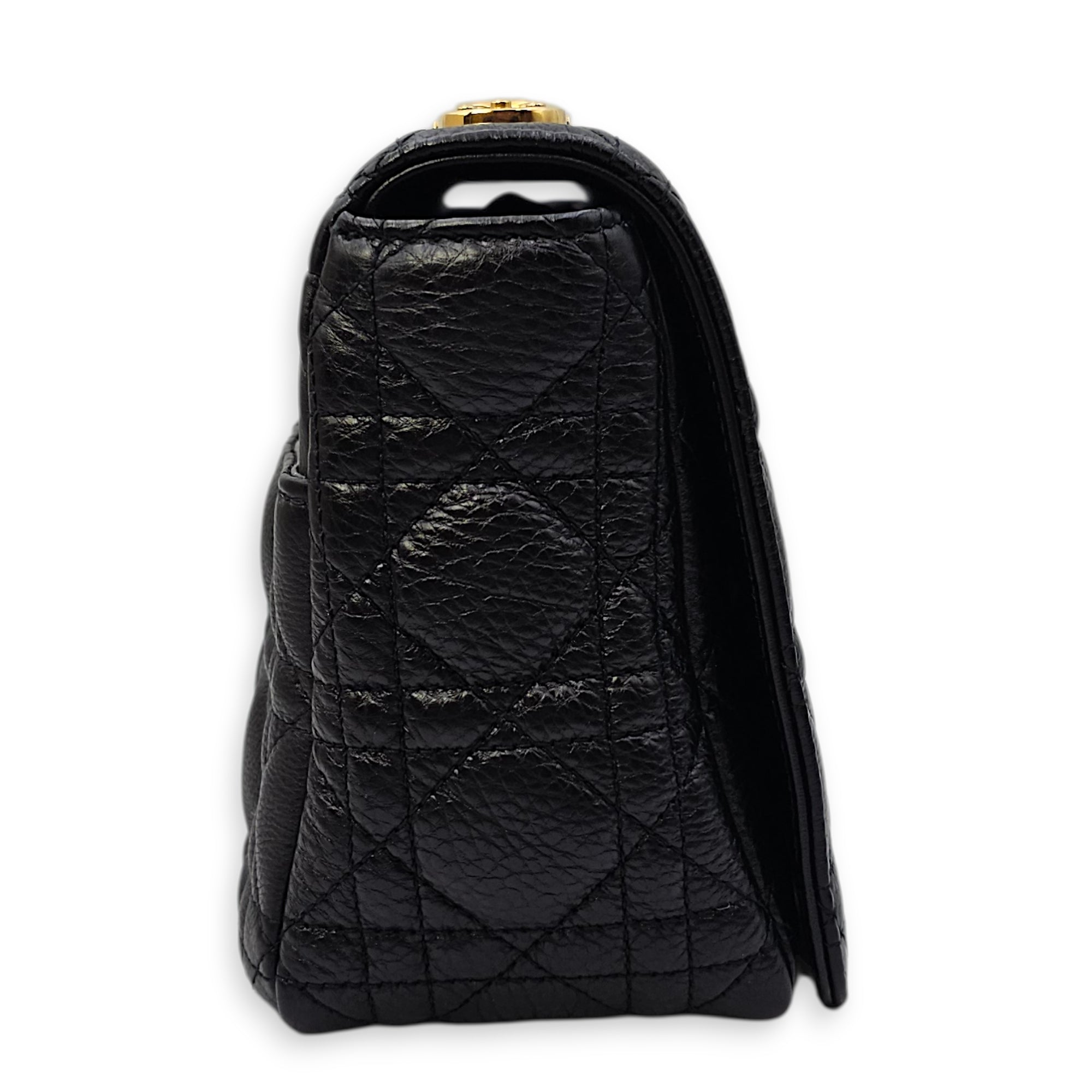 Caro Medium Black Shoulder Bag in Calfskin Gold hardware
