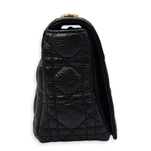Caro Medium Black Shoulder Bag in Calfskin Gold hardware