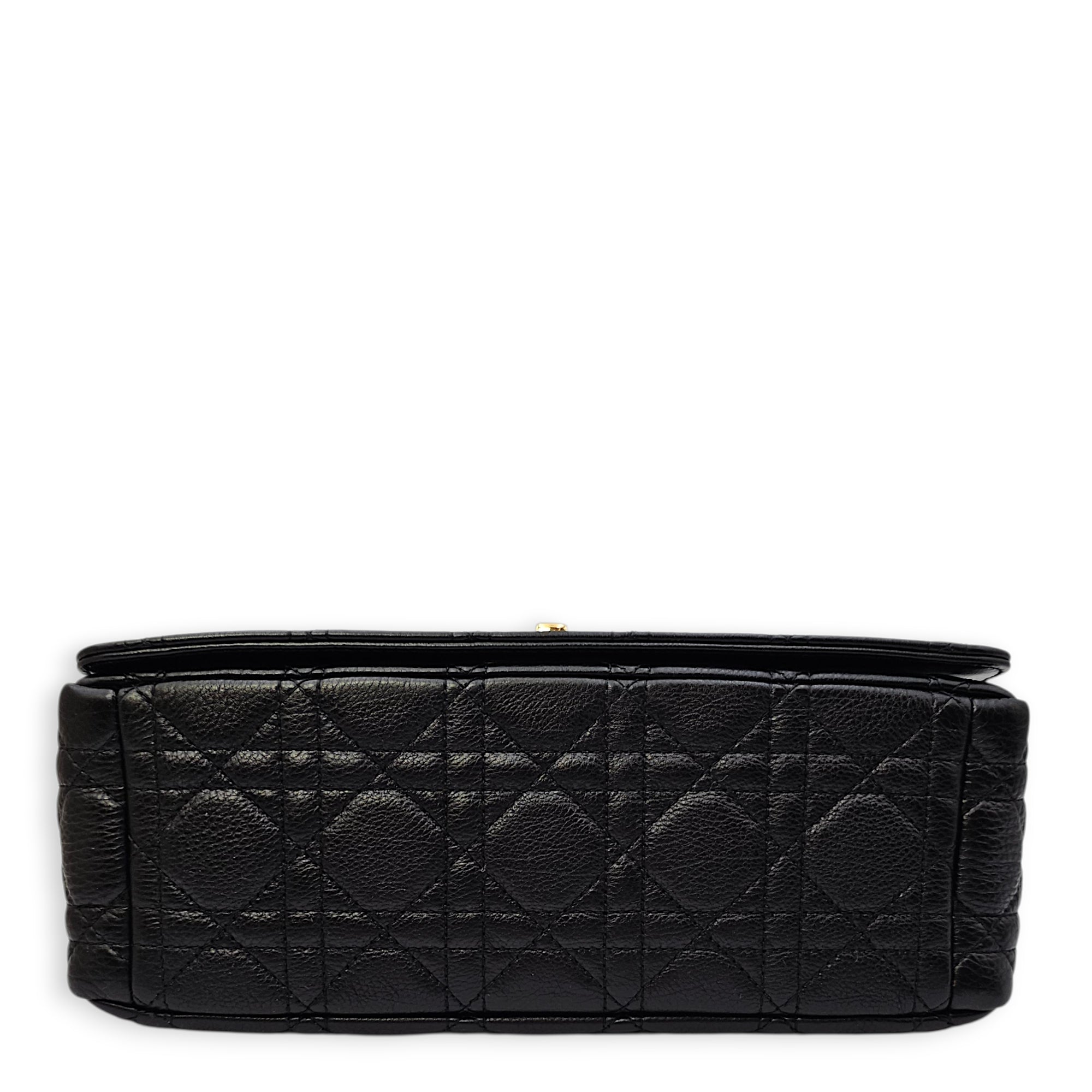 Caro Medium Black Shoulder Bag in Calfskin Gold hardware