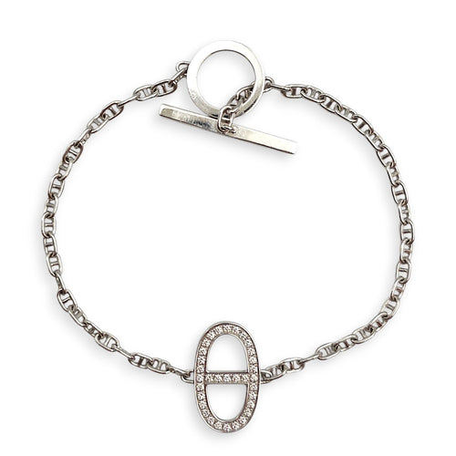Chaine D'ancre Contour SH Bracelet in White Gold Hardware, 33 Diamonds, 0.16 Carat CL2602-19421 1