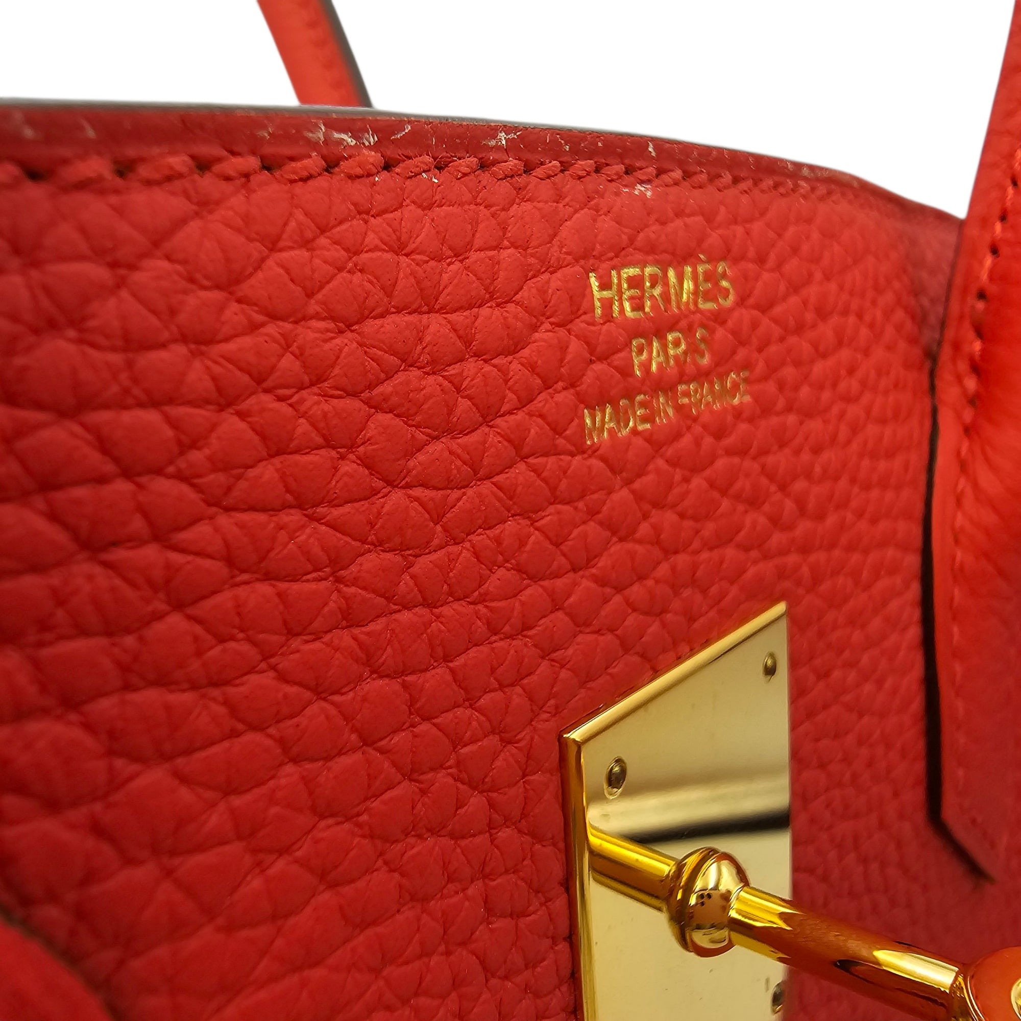 Birkin 35 Rouge Tomate in Clemence Gold hardware