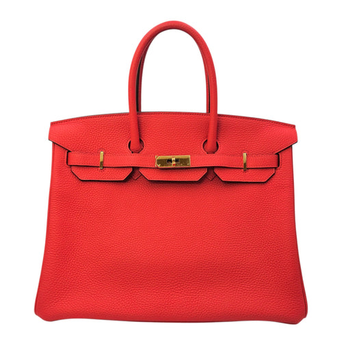 Birkin 35 Rouge Tomate in Clemence Gold hardware