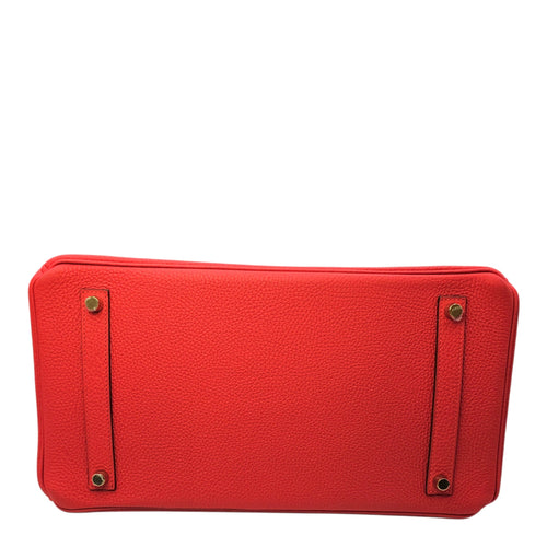 Birkin 35 Rouge Tomate in Clemence Gold hardware