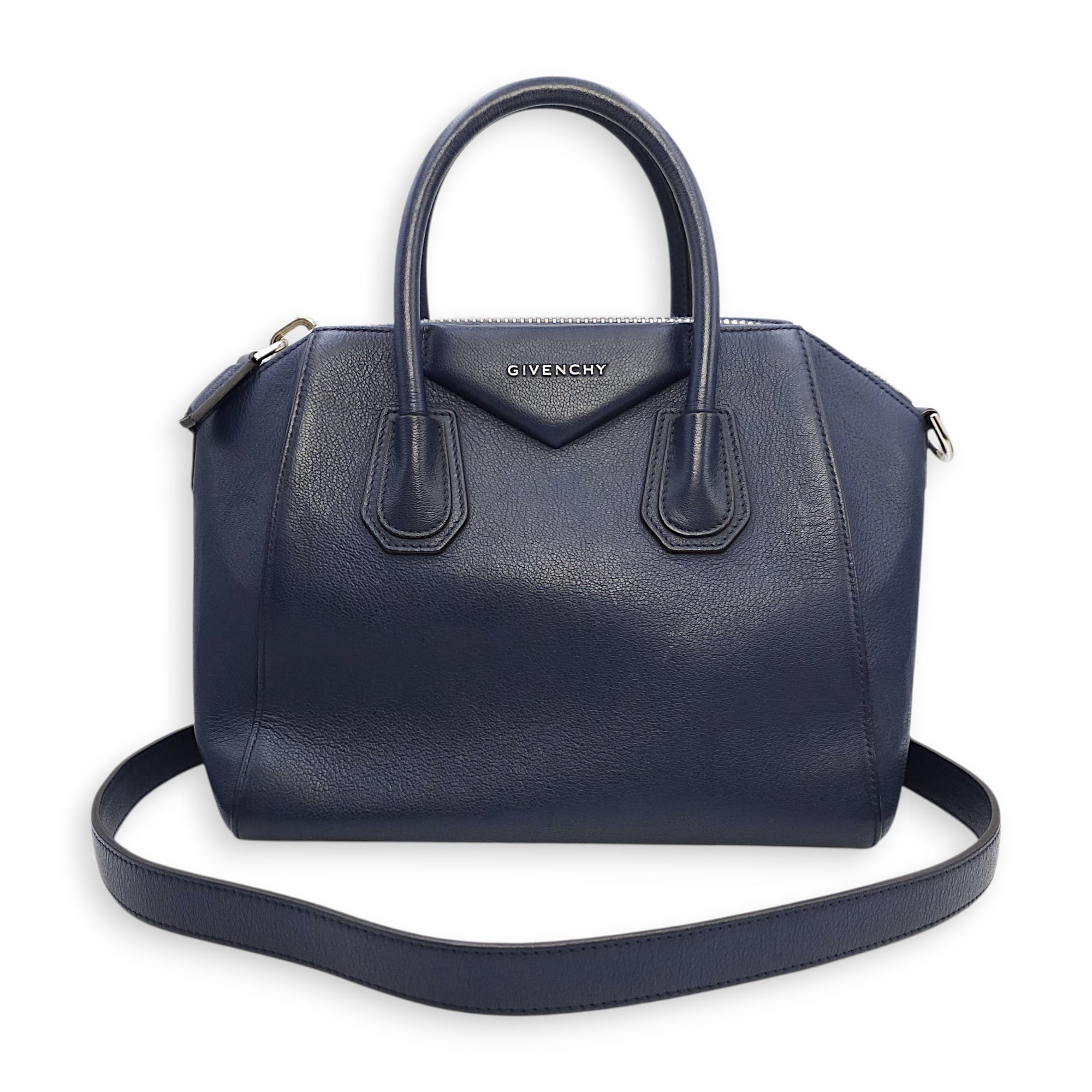 Antigona Small Blue Shoulder Bag in Calfskin Silver hardware CL2602-19438 15