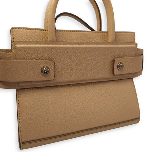 Horizon Mini Tote Beige Crossbody Bag in Calfskin Silver hardware