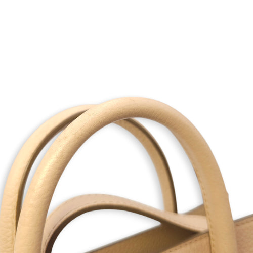 Horizon Mini Tote Beige Crossbody Bag in Calfskin Silver hardware