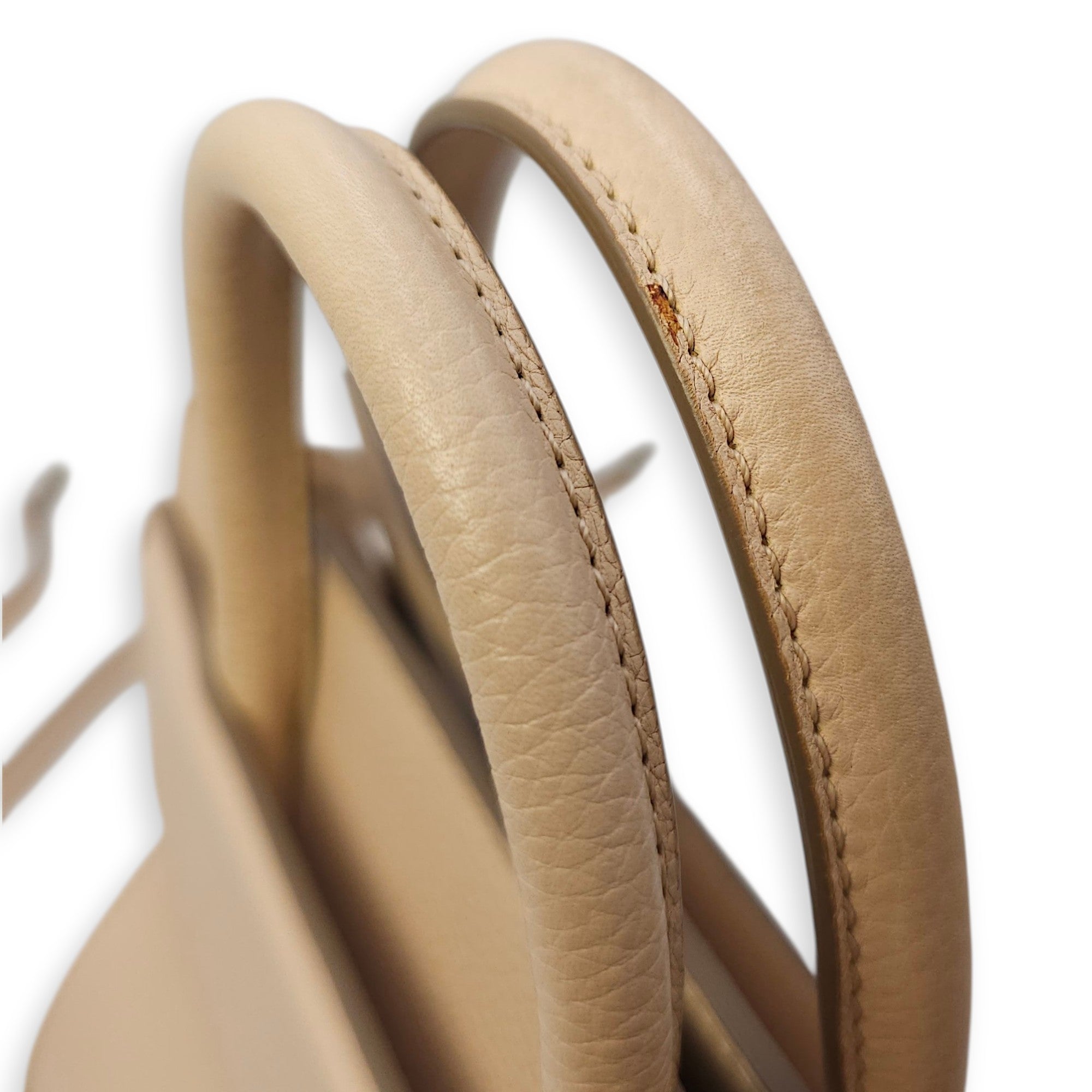 Horizon Mini Tote Beige Crossbody Bag in Calfskin Silver hardware