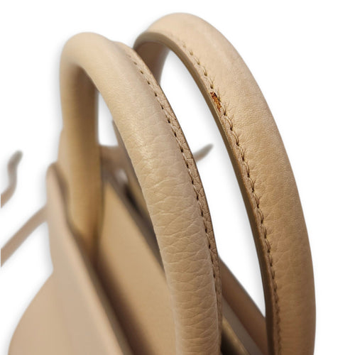 Horizon Mini Tote Beige Crossbody Bag in Calfskin Silver hardware