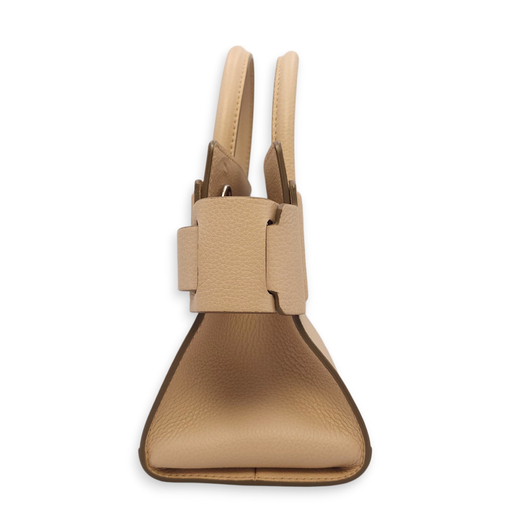 Horizon Mini Tote Beige Crossbody Bag in Calfskin Silver hardware