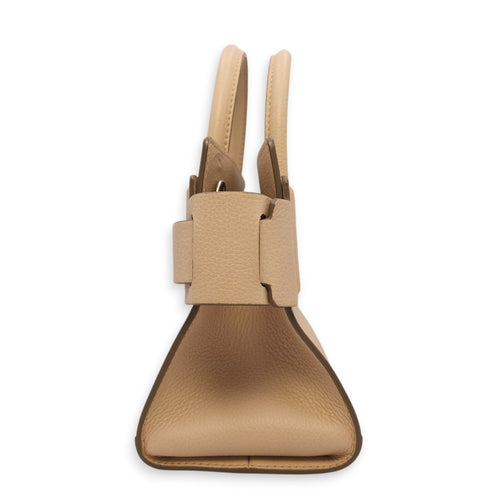 Horizon Mini Tote Beige Crossbody Bag in Calfskin Silver hardware