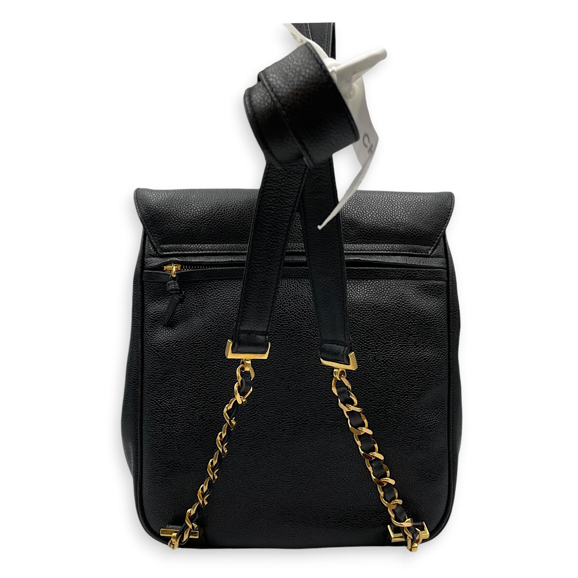 Vintage CC 1995 Turn-Lock Black Backpack in Caviar Leather Gold hardware CL2602-19445 2