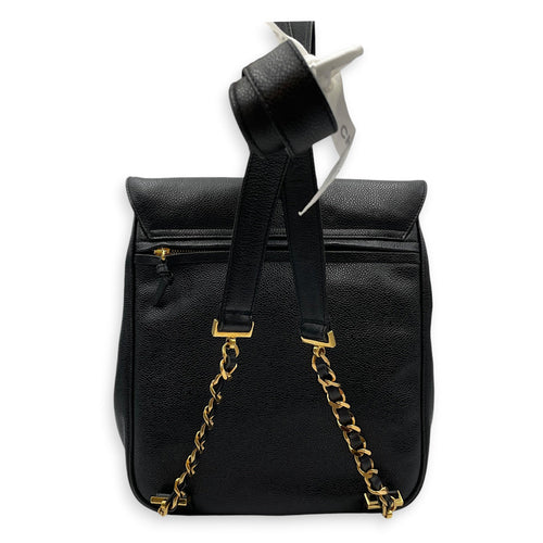 Vintage CC 1995 Turn-Lock Black Backpack in Caviar Leather Gold hardware CL2602-19445 2