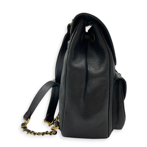 Vintage CC 1995 Turn-Lock Black Backpack in Caviar Leather Gold hardware CL2602-19445 3