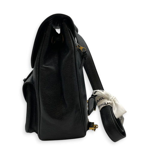 Vintage CC 1995 Turn-Lock Black Backpack in Caviar Leather Gold hardware CL2602-19445 4