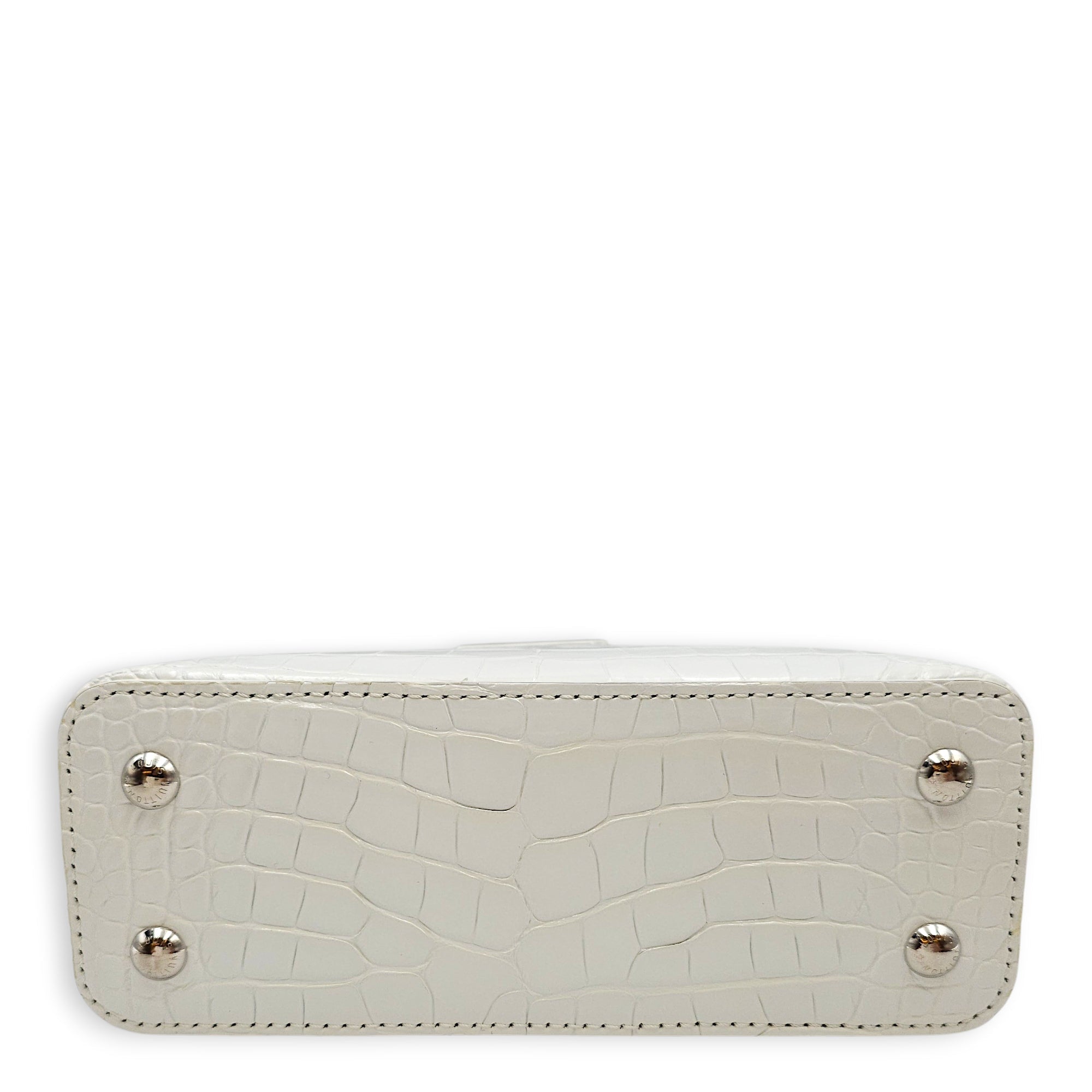 Capucines Mini White Shoulder Bag in Shiny Alligator Palladium hardware SL2603-20375 5