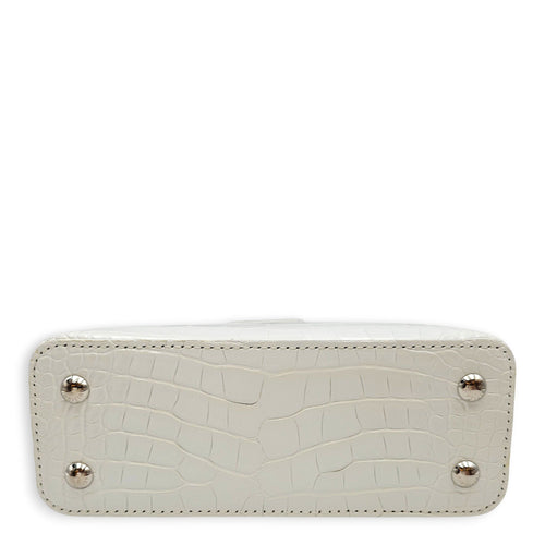 Capucines Mini White Shoulder Bag in Shiny Alligator Palladium hardware SL2603-20375 5