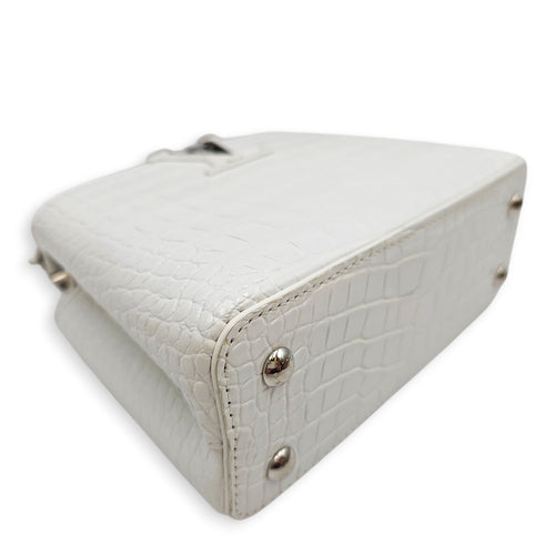 Capucines Mini White Shoulder Bag in Shiny Alligator Palladium hardware SL2603-20375 7