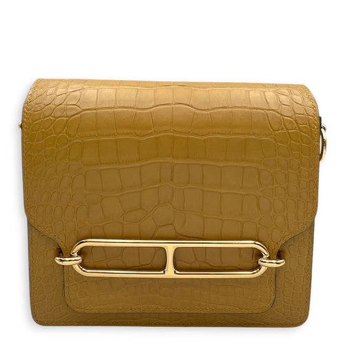 Roulis Mini Kraft in Matte Alligator Permabrass hardware CL2602-19497 1