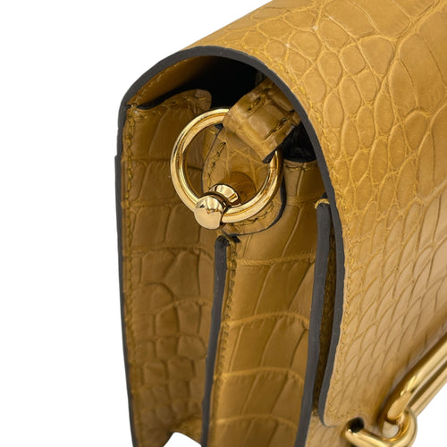 Roulis Mini Kraft in Matte Alligator Permabrass hardware CL2602-19497 3