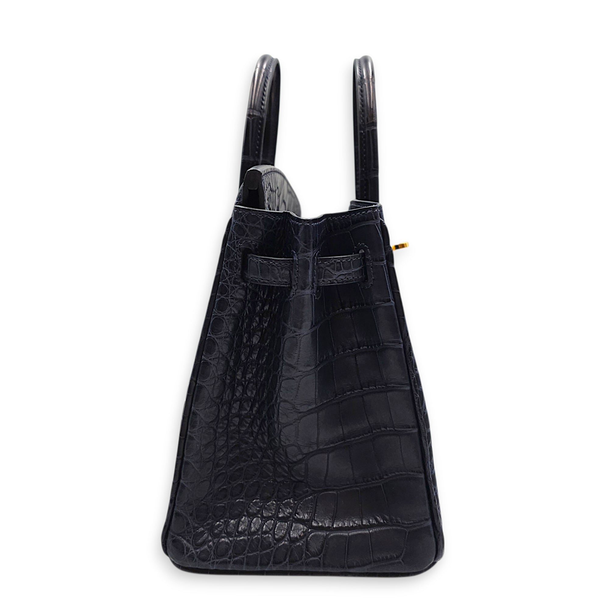 Birkin 25 Blue Indigo in Matte Alligator Gold hardware
