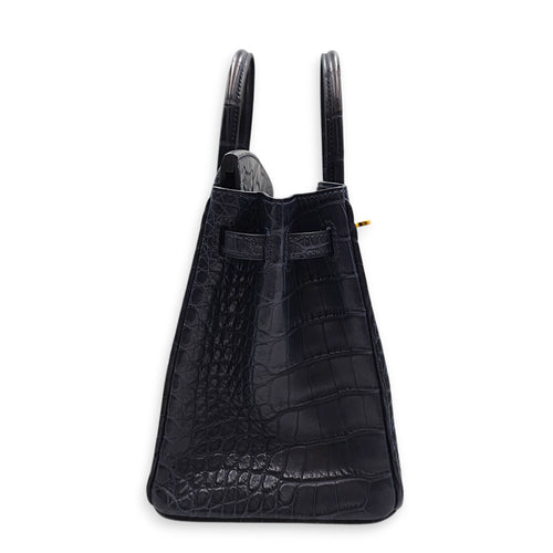 Birkin 25 Blue Indigo in Matte Alligator Gold hardware