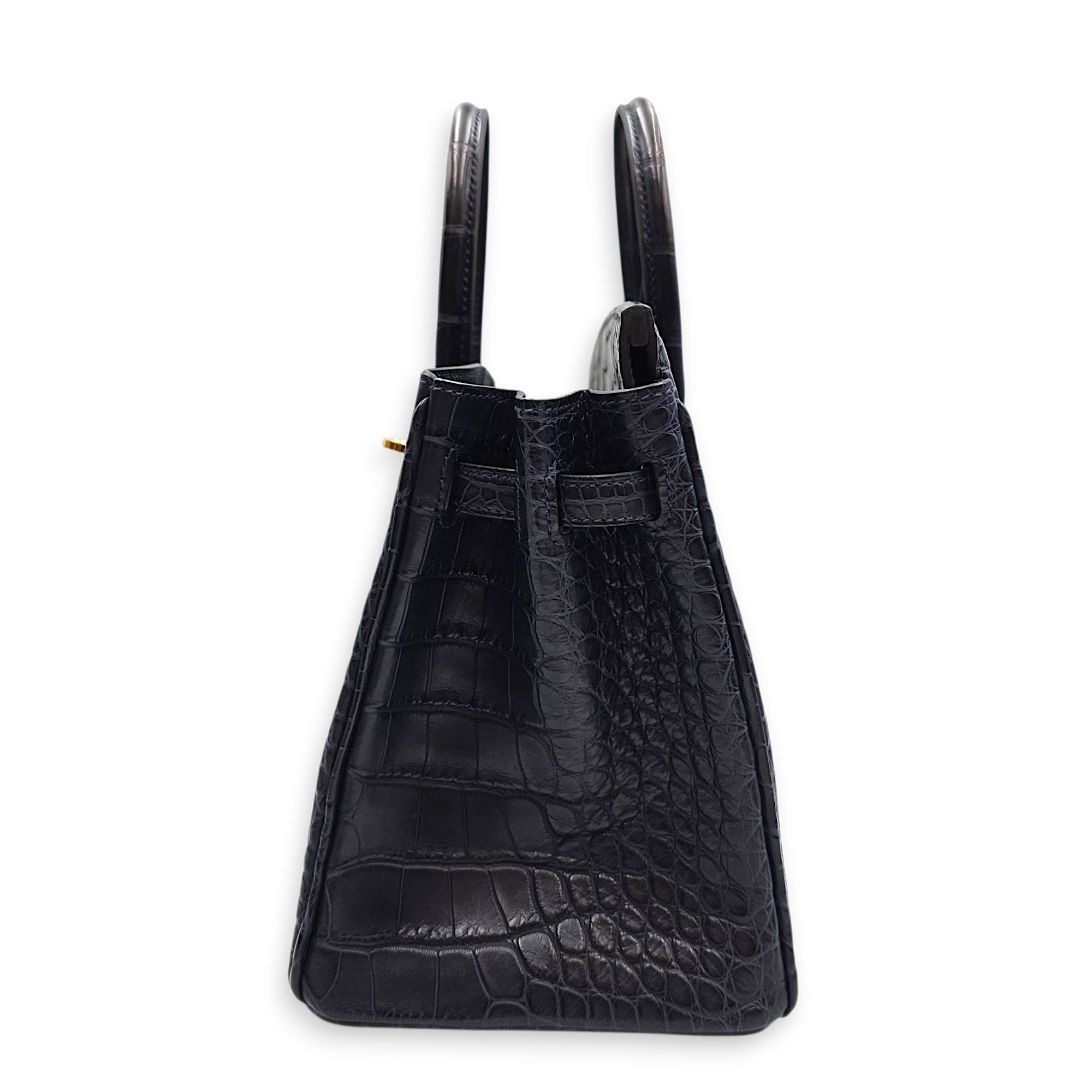 Birkin 25 Blue Indigo in Matte Alligator Gold hardware