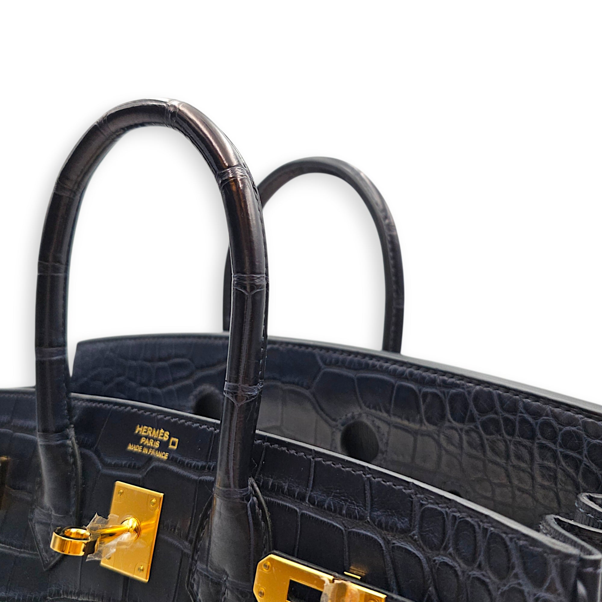 Birkin 25 Blue Indigo in Matte Alligator Gold hardware