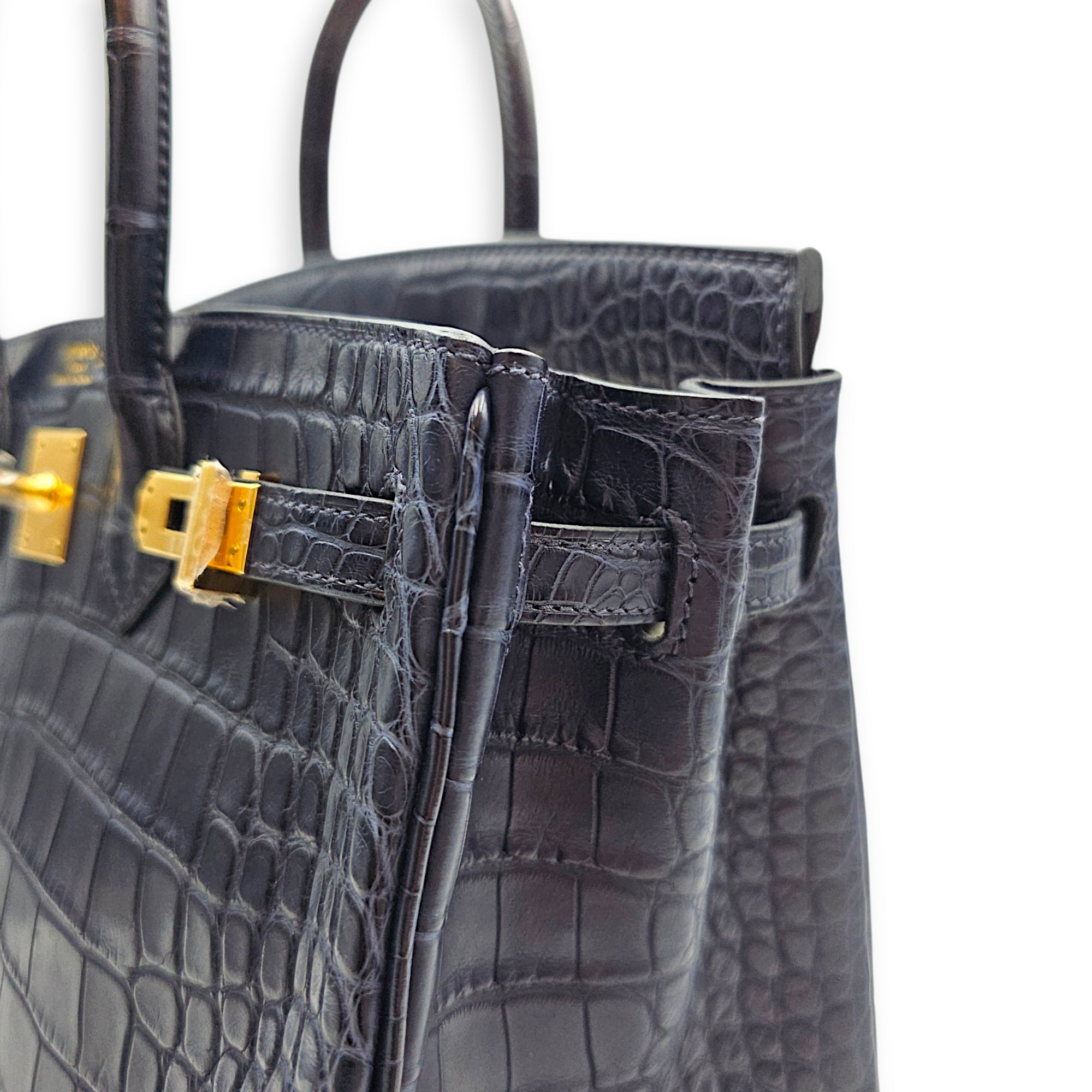 Birkin 25 Blue Indigo in Matte Alligator Gold hardware CL2602-19500 9