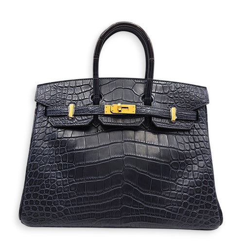 Birkin 25 Blue Indigo in Matte Alligator Gold hardware