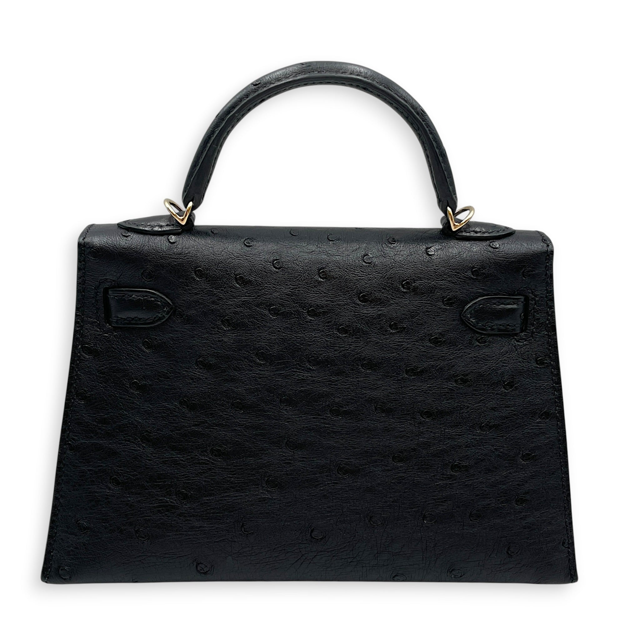 HSS Sellier Kelly 20 Black/Rouge in Ostrich Permabrass hardware CL2602-19508 2