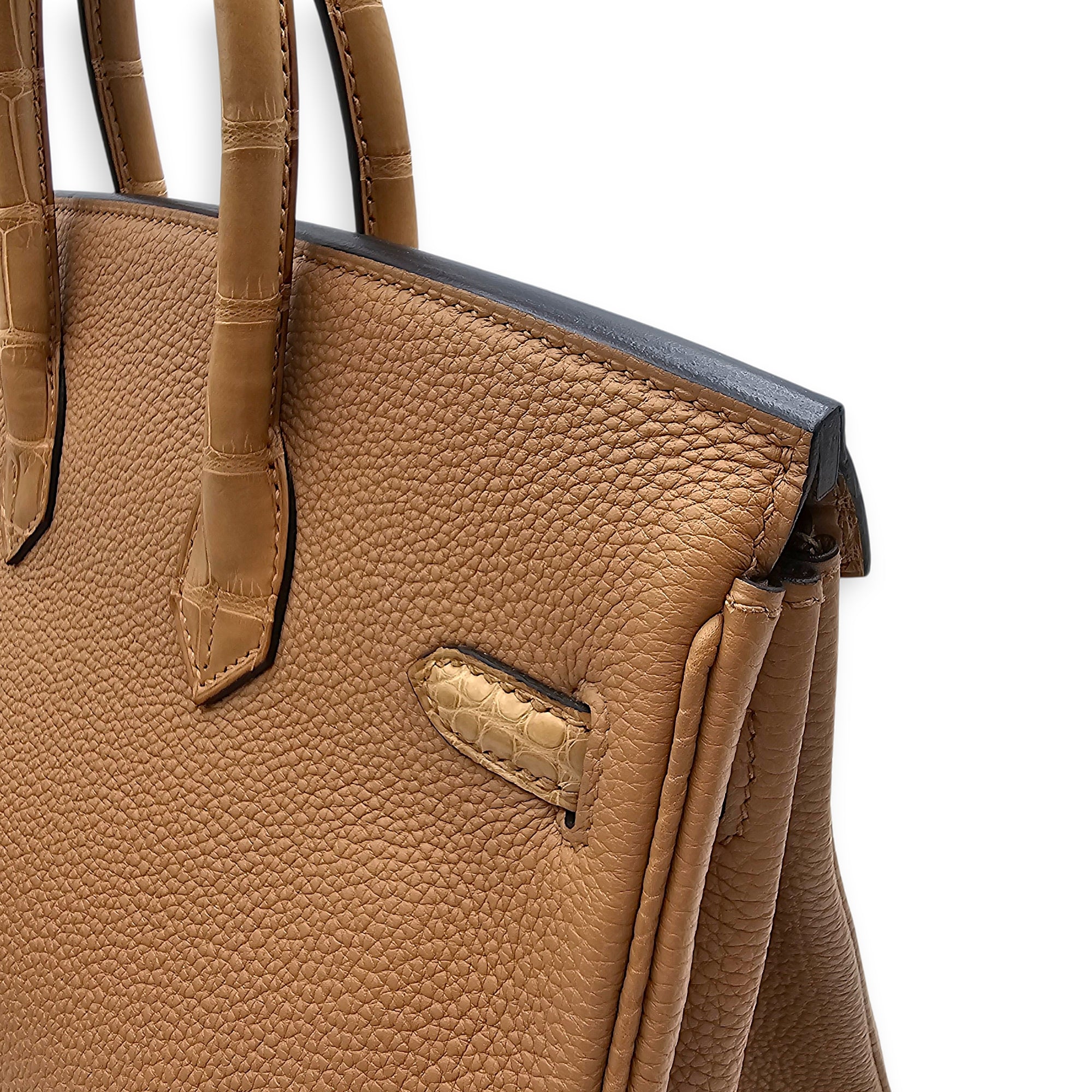 Birkin Touch 25 Chai in Togo/Matte Alligator Permabrass hardware CL2602-19509 8