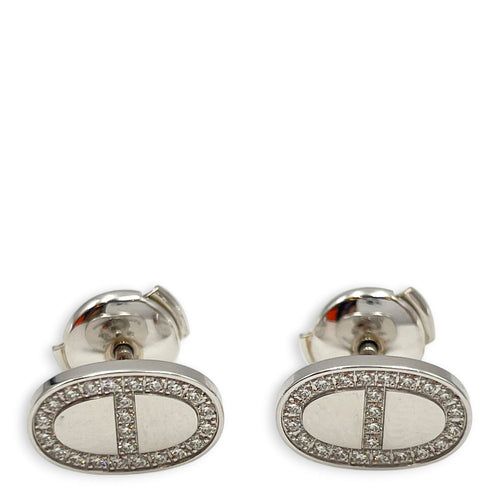 Chaine d'ancre Contour 48 Diamonds, 0.18 Carat Stud Earrings in White Gold Hardware CL2602-19514 1