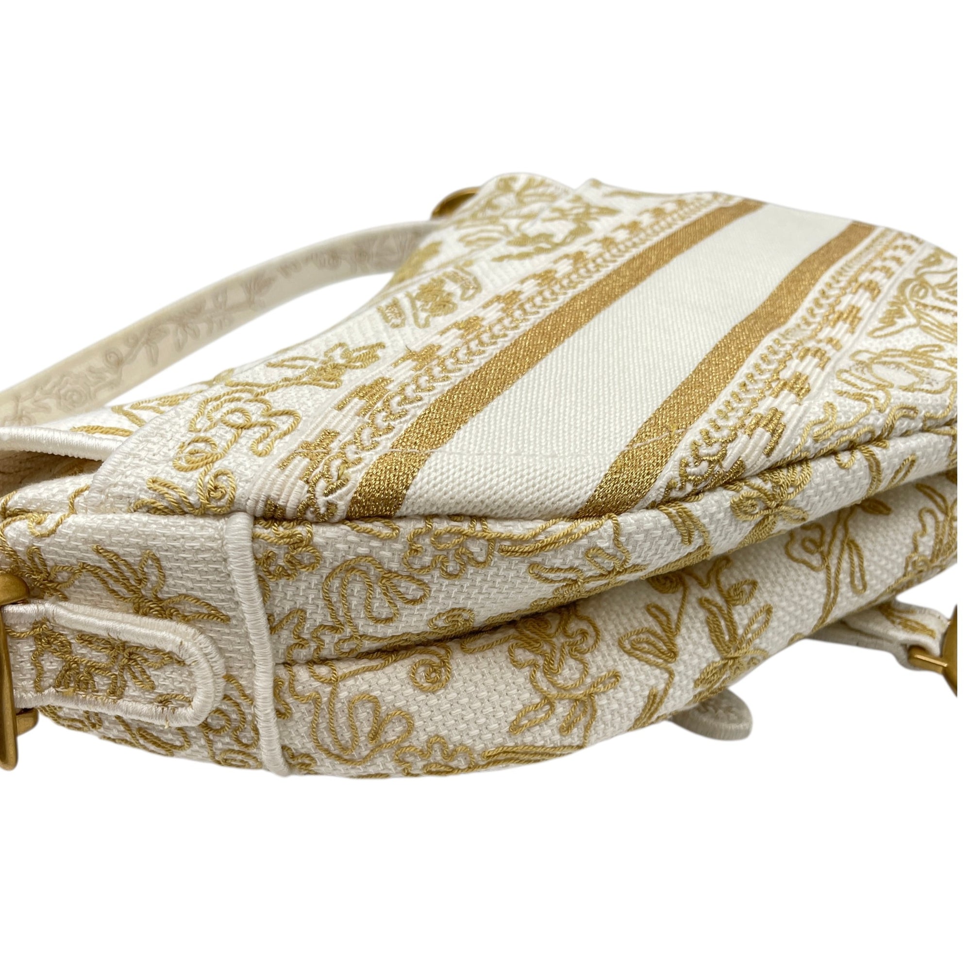 Saddle White Shoulder Bag in Canvas Gold hardware
