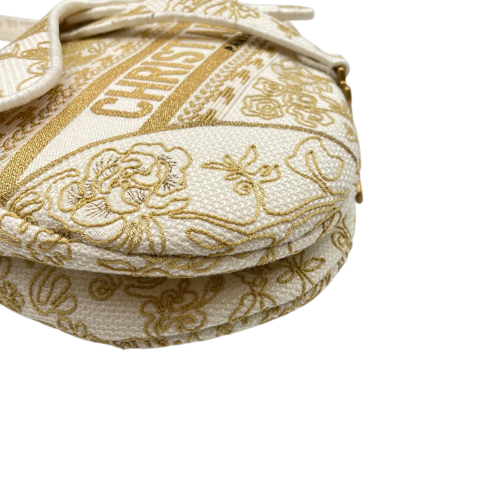 Saddle White Shoulder Bag in Canvas Gold hardware