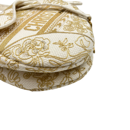 Saddle White Shoulder Bag in Canvas Gold hardware