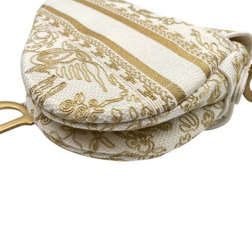 Saddle White Shoulder Bag in Canvas Gold hardware
