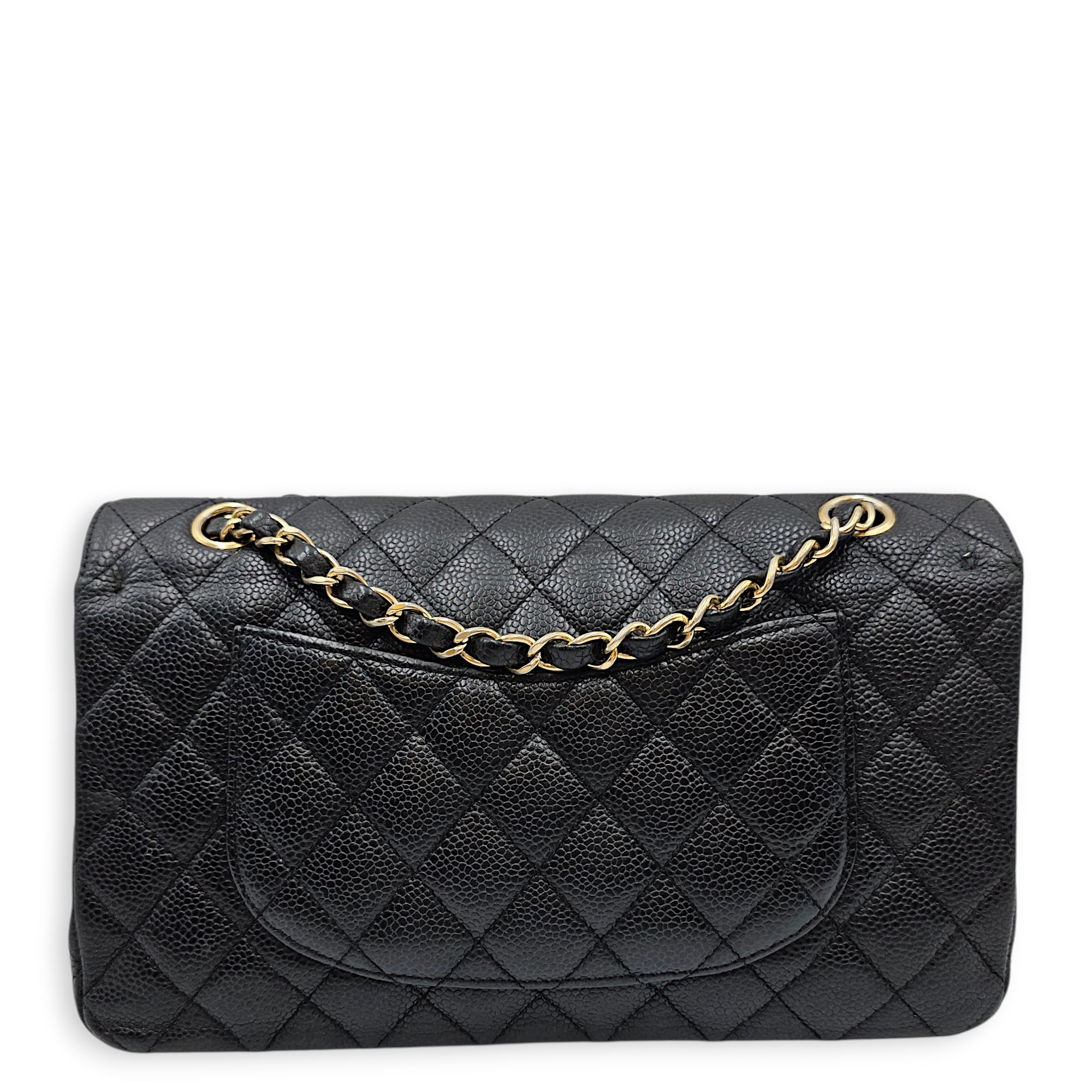 Classic Flap (Double Flap) Medium Black Shoulder Bag in Caviar Leather Gold hardware SL2603-20052 2