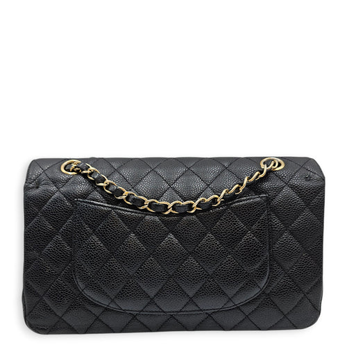 Classic Flap (Double Flap) Medium Black Shoulder Bag in Caviar Leather Gold hardware SL2603-20052 2
