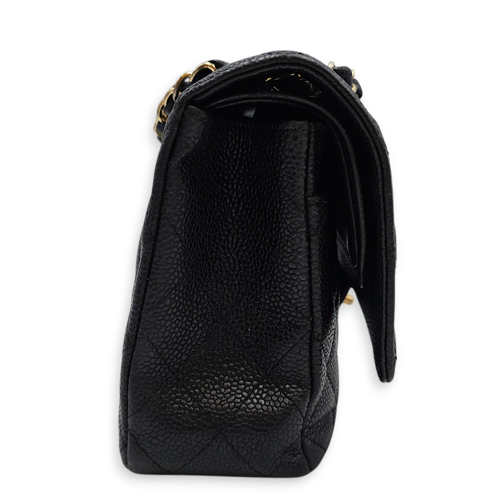 Classic Flap (Double Flap) Medium Black Shoulder Bag in Caviar Leather Gold hardware SL2603-20052 3