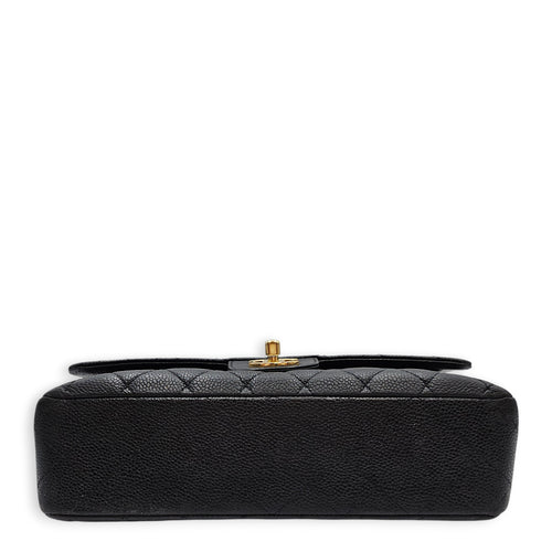 Classic Flap (Double Flap) Medium Black Shoulder Bag in Caviar Leather Gold hardware SL2603-20052 5