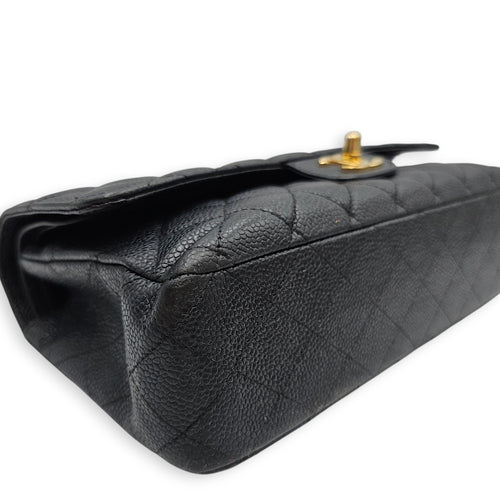 Classic Flap (Double Flap) Medium Black Shoulder Bag in Caviar Leather Gold hardware SL2603-20052 8