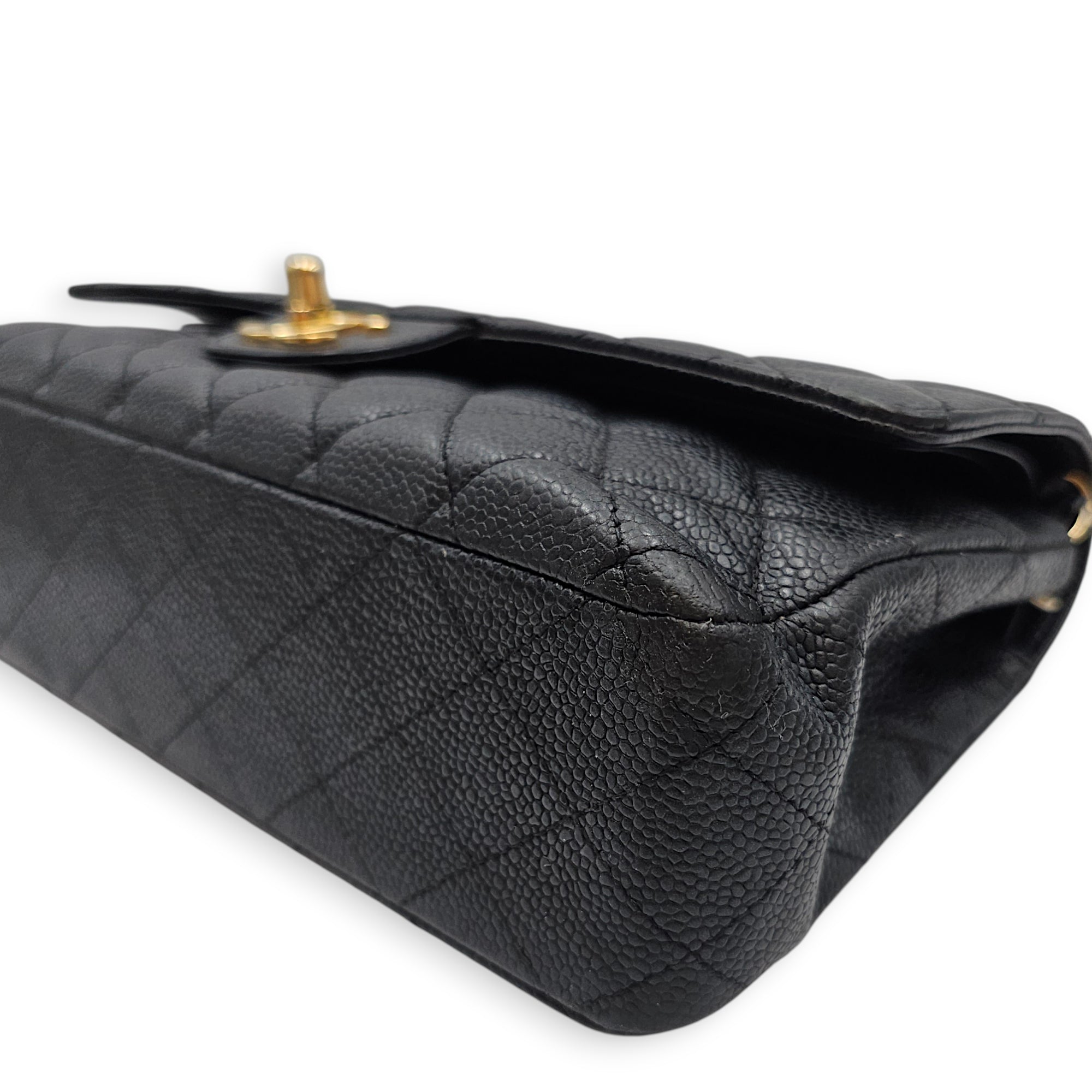 Classic Flap (Double Flap) Medium Black Shoulder Bag in Caviar Leather Gold hardware SL2603-20052 9