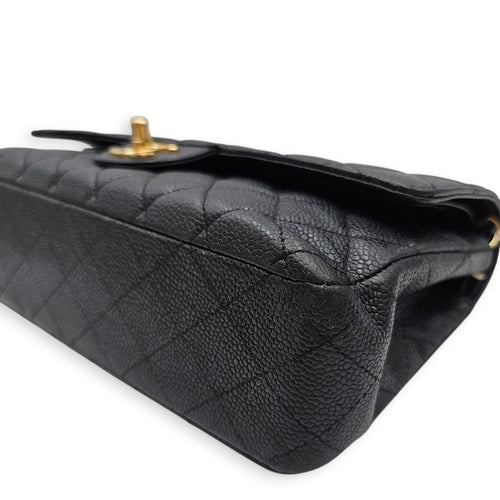 Classic Flap (Double Flap) Medium Black Shoulder Bag in Caviar Leather Gold hardware SL2603-20052 9