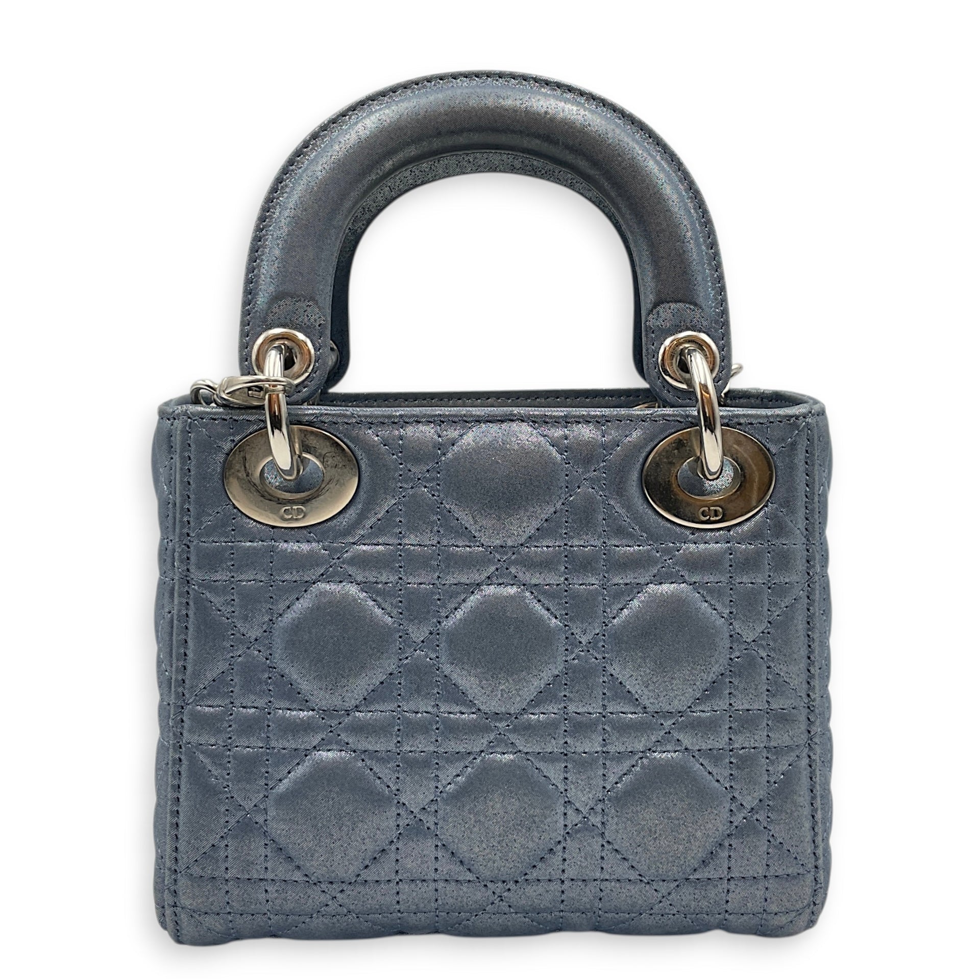 Lady Dior Mini Blue Crossbody Bag in Lambskin Silver hardware CL2602-19521 2