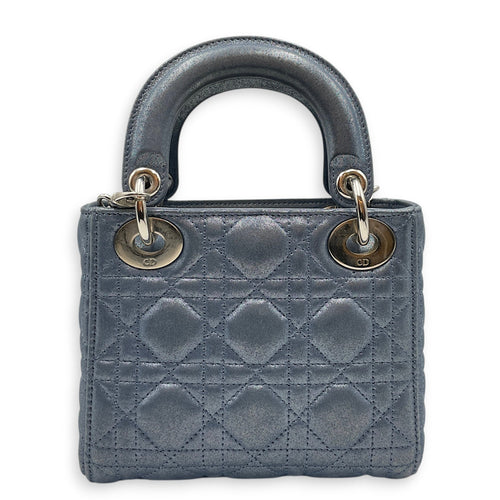 Lady Dior Mini Blue Crossbody Bag in Lambskin Silver hardware CL2602-19521 2